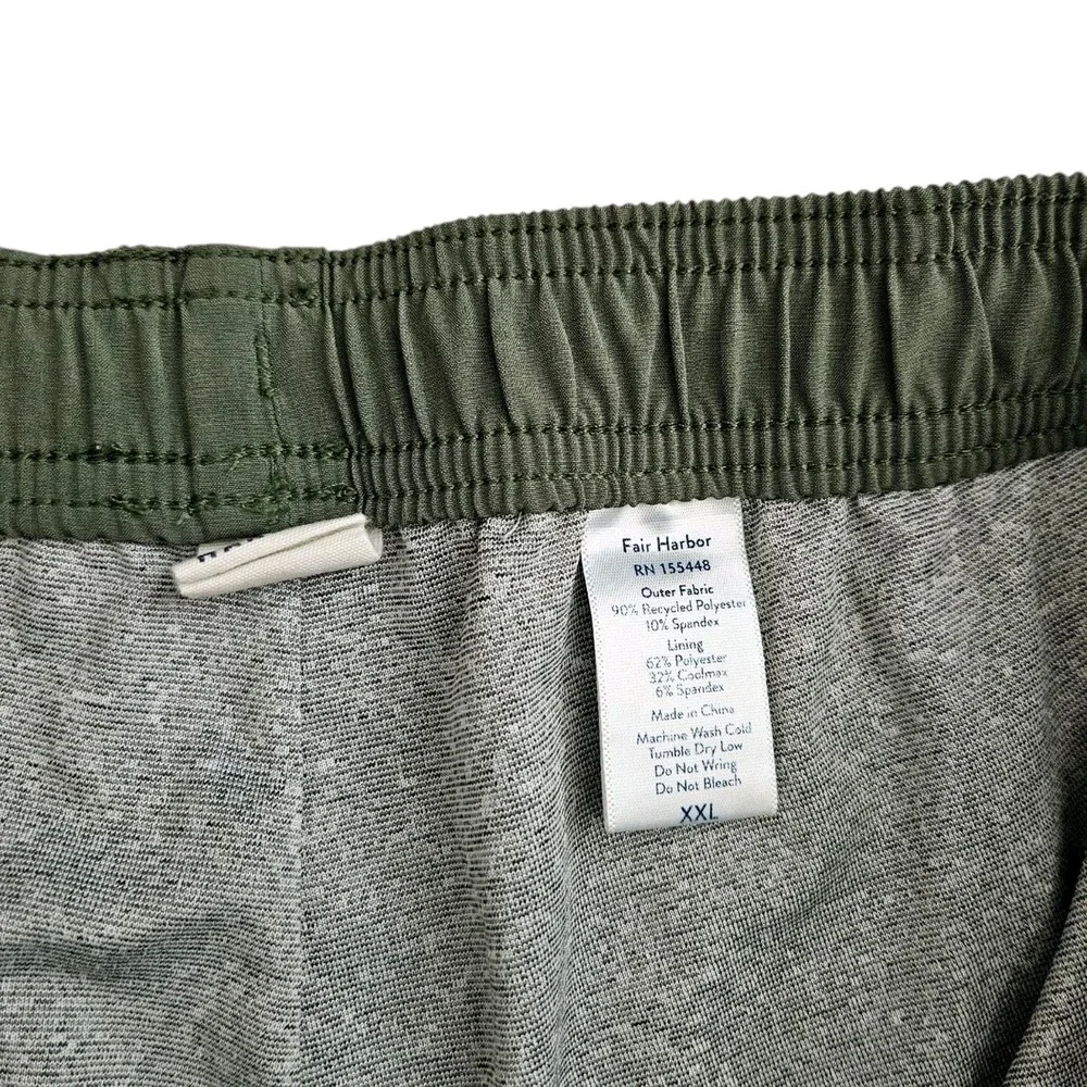 Fair Harbor Mens 2XL Anchor Boardshorts Green Lined Swim Trunk Drawstring Shorts